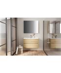 Spiegelkast BWS Hayat 2 Assymetrische Deuren 80x70x15cm Eik