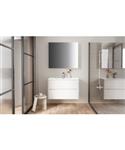 Spiegelkast BWS Hayat 2 Assymetrische Deuren 80x70x15cm Glanzend Wit