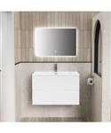 Badkamermeubelset BWS Liva Onderkast Wastafel en LED Spiegel 80 cm Glanzend Wit
