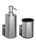 Zeepdispenser en Beker BRAUER Model A Incl. Wand Ophanging en Magnetisch opzetvlak Geborsteld RVS