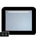 Spiegel Sanicare TuTTi 90 cm met LED 1 Horizontale Strook en Spiegelverwarming met Lijst Mat Zwart