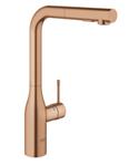 Keukenmengkraan GROHE Essence New L-Uitloop Uittrekbare Dual Spray Warm Sunset Geborsteld