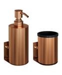 Zeepdispenser en Beker BRAUER Model A Incl. Wand Ophanging en Magnetisch opzetvlak Geborsteld Koper