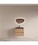 Badmeubelset BWS Riga met Asia Wastafel Zwart 60 cm Licht Eiken Japandi
