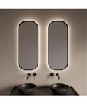 Spiegel Gliss Design Plato met Indirecte LED Verlichting en Verwarming 40x100cm Mat Zwart
