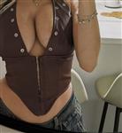 Leren Gedragen Tops te koop