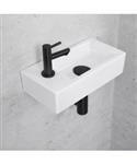 Fonteinset Glans Wit Wiesbaden Color Mat Zwart (kraangat links)