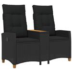 vidaXL Ligbank met tafel Zwart 126 x 65 x 112 cm poly rattan