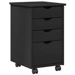 vidaXL Rolling Kast met wiel Zwart 34 x 39 x 56 cm Massief grenenhout