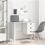 vidaXL Bureau met lades Hill Wit 100 x 45 x 74 cm Massief grenenhout