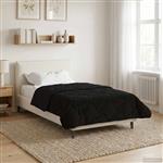 vidaXL Vol jaar dekbed Zwart 135 x 200 cm Microfiber en Teddy fleece