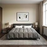 vidaXL Vol jaar dekbed Gekwilt Lichtgrijs 200 x 200 cm Microfiber