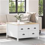 vidaXL Salontafel met lade Wit en honingbruin 79.5 x 79.5 x 49 cm