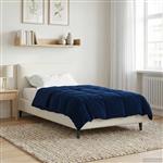 vidaXL Winter Dekbed Gekwilt Donkerblauw 135 x 200 cm Microfiber