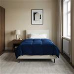 vidaXL Winter Dekbed Gekwilt Donkerblauw 155 x 220 cm Microfiber
