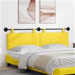 vidaXL Hangend hoofdbord Lichtgeel Katoen Stof