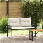 vidaXL Tuinbank Zwart en Cream Wit 118 x 55 x 82 cm PE rattan en stof
