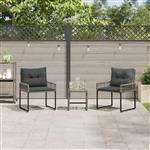 vidaXL Buitenmeubelset met kussen 3 pcs Grijs
