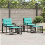 vidaXL Buitenmeubelset met kussen 5 pcs Zwart en Turquoise