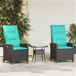 vidaXL Verstelbare tuinstoel Zwart en Turquoise 64 x 57,5 x 112 cm