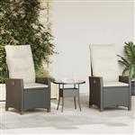 vidaXL Verstelbare tuinstoel Zwart en Crème 64 x 57,5 x 112 cm