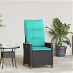 vidaXL Verstelbare tuinstoel Zwart en Turquoise 64 x 57,5 x 112 cm