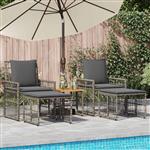 vidaXL Buitenmeubelset 5 pcs Zwart en Donkergrijs Staal en Poly Rattan