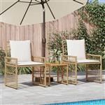 vidaXL Buitenmeubelset 3 pcs Natuurlijk en Crème Wit
