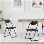 vidaXL Inklapbare stoel 2 pcs Zwart 48 x 43,5 x 81 cm Nep Leer