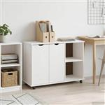 vidaXL Rolling Kast met wiel Wit 100 x 39 x 65,5 cm Massief Vurenhout