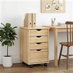 vidaXL Rolling Kast met wiel Bruin 34 x 39 x 56 cm Massief grenenhout