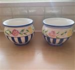 2 Handgeschilderde Portugese Bloempotten