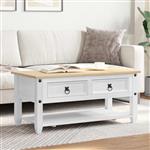 vidaXL Salontafel met lade Wit 100 x 48 x 45 cm Massief grenenhout