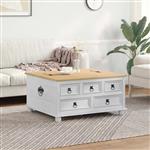 vidaXL storage box met lade Wit 90 x 78 x 45 cm Massief grenenhout