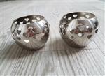 2 Verzilverde Theelicht Houders met Hartjes