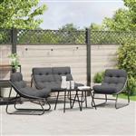 vidaXL Tuinmeubelen met kussen 3 pcs Zwart Gepoedercoat staal