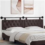 vidaXL Hangend hoofdbord Donkerbruin Stof