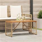 vidaXL Buiten Tafel Naturel 80 x 40 x 40 cm Staal en Poly Rattan