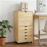 vidaXL Rolling Kast met wiel Bruin 53 x 39 x 103 cm Massief Vurenhout