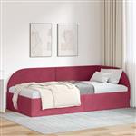 vidaXL Hoekbedframe met hoofdeinde Wijnrood 90 cm x 190 cm Fluweel