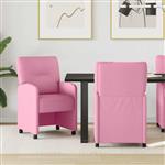 vidaXL Eetkamerstoelen met Wieltjes 2 pcs Roze 57 x 67 x 95 cm Stof