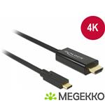 Delock 85258 Kabel USB Type-C male > HDMI male (DP Alt Mode) 4K 30 Hz 1 m zwart