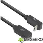 ACT USB 3.0 10Gbps 60W USB Type-C (haaks horizontaal) - USB Type-C (haaks verticaal) 1m