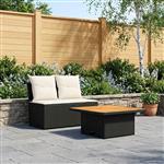 vidaXL 2 Stuk Tuin middelste sofa met uitschuiftafel poly rattan