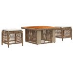 vidaXL Tuin eettafelset met kussen 3 pcs Beige en Crème poly rattan