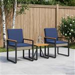 vidaXL Buitenmeubelset 3 pcs Grijs en Marineblauw poly rattan