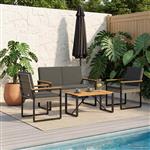 vidaXL Buitenmeubelset 4 pcs Grijs en Donkergrijs poly rattan