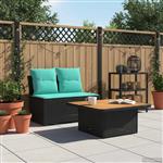 vidaXL 2 Stuk Tuin middelste sofa met uitschuiftafel poly rattan