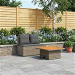 vidaXL 2 Stuk Tuin middelste sofa met uitschuiftafel poly rattan