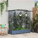 vidaXL Verhoogd Bed met Trellis en Dak Grijs 163 x 40 x 123 cm PP